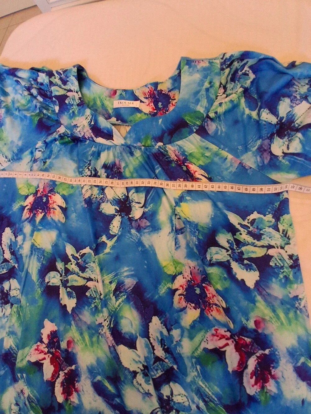 Blue Floral Short-Sleeve Casual Girls Dress